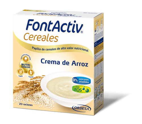 FontActiv Cereales Crema de Arroz- Complemento Alimenticio en Papilla de Cereales para Adultos y Mayores 0% Azúcares Añadidos- 600 gr, 600 gramo, 1