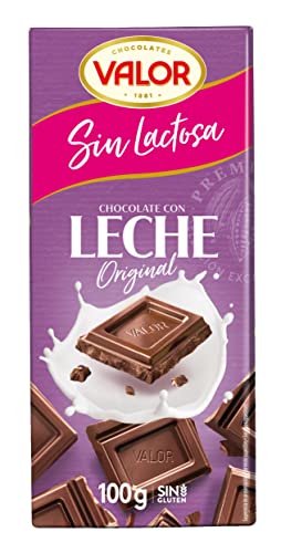 Valor - Chocolate con Leche Sin Lactosa. Intenso Sabor y Aroma. Sin Gluten, Apto para Celíacos e Intolerantes a la lactosa - 100 Gramos