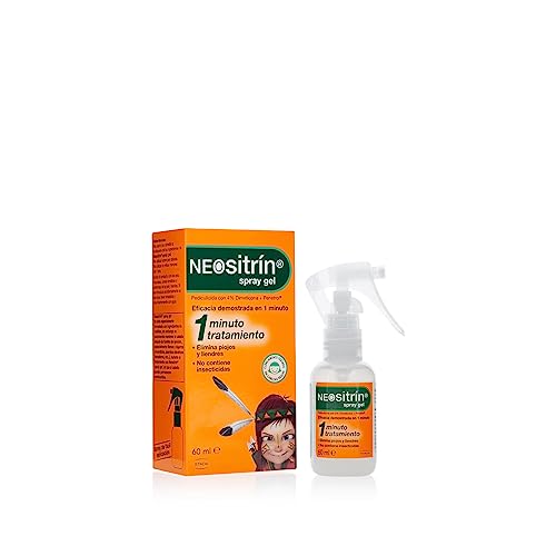 Neositrin Spray Gel - Elimina 100% piojos y liendres en 1 minuto y en 1 aplicación - No contiene insecticidas - Para uso diario a partir de 1 año - 60ml, Blanco