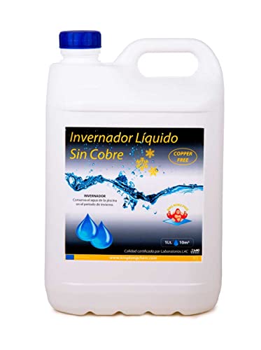 INVERNADOR LÍQUIDO SIN Cobre 5 litros Piscinas de Obra, Poliester/Liner y Salinas - Desinfectante y Algicida para el Tratamiento de Piscinas en Invierno