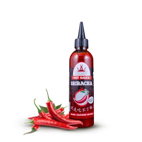 Poppamies Salsa picante Sriracha - Premios Internacionales Sabor 2019 - Salsa Ganadora - Sin Gluten Sin Lactosa Vegana - Picante: 4/10-275g