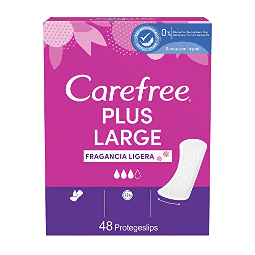 Carefree Salvaslip Plus Large Fragancia Ligera, 1 pack de 48 unidades 180 g