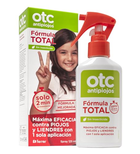 OTC Antipiojos - Spray Antipiojos Fórmula Total - Sin Insecticidas - Eficaz en 2 Minutos - Incluye Gorro y Lendrera - A partir de 1 Año - Envase de 125 ml