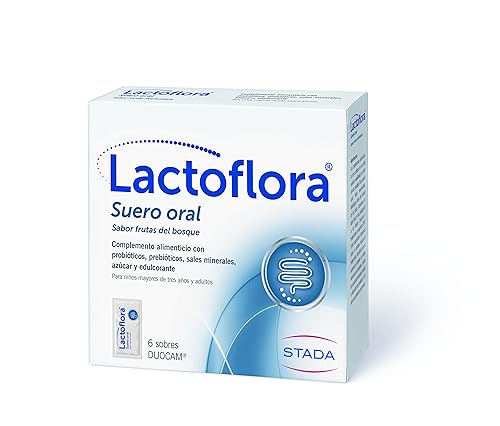 Lactoflora - Suero Oral - Probióticos, Prebióticos y sales minerales en polvos nutritivos con sabor a frutas del bosque -Rehidratación Oral- 6 Sobres DUOCAM