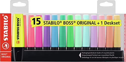 Rotulador stabilo boss fluorescente 70 blister de 15 unidades colores surtidos