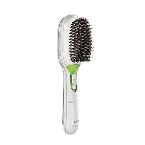 Braun Satin Hair 7 BR750 - Cepillo de pelo con cerdas naturales, alisador de pelo con tecnología iónica para realzar el brillo del cabello