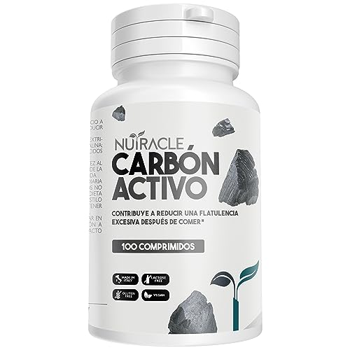 Nutracle Carbón Vegetal Activado 500 mg 100 tabletas - Para Gases Intestinales, Digestión, Flatulencia y Meteorismo
