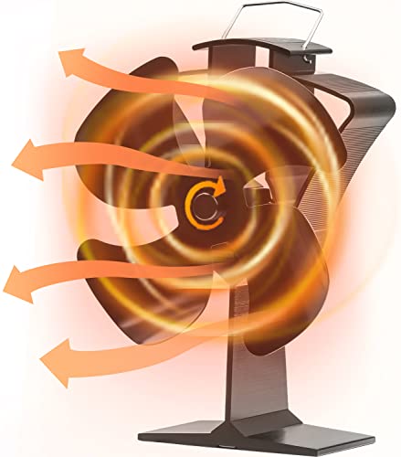 Ventilador de estufa Ventiladores para chimeneas Ventilador para Estufa de Leña/Estufas de Pellets/Chimeneas de Leña/Estufas de Gas (Nuevo diseño 4 aspas)