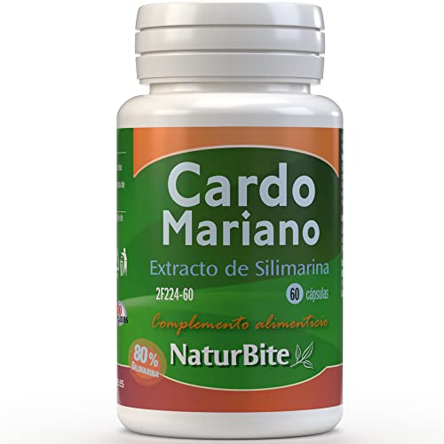 NaturBite Extracto de Silimarina (Cardo Mariano), 60 cápsulas de alta concentración, 80% de Silimarina - Efecto depurativo para el hígado - Detox potente