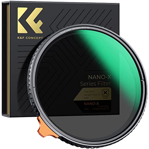K&F Concept Nano-X Filtro ND Variable ND2-32 True Color (1-5 Stop) de Vidrio óptico HD Slim con 28 Capas Revestimiento Nano para Objetivo 77mm