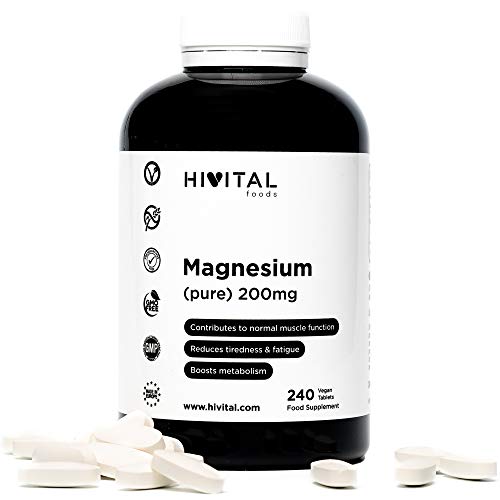 Magnesio puro 200 mg procedente de Citrato de Magnesio | 240 comprimidos | Mejora los sistemas muscular y nervioso, reduce el cansancio y la fatiga, y activa el metabolismo.