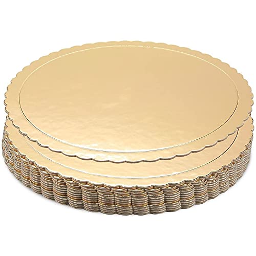 Tablas circulares para tartas con bordes de Fiesta (Paquete de 12) - 25,4 cm de diámetro - doradas
