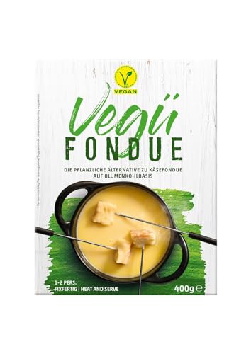 Vegü - Fondue de queso vegano, 400 g, queso suizo vegano fondue a base de coliflor, preparación de verduras picante, para una experiencia de fondue totalmente placentera, para hacer queso raclette una
