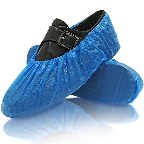 Cubrezapatos 100 unidades, 50 pares, color azul, impermeable, tamaño universal, 40 x 15 cm