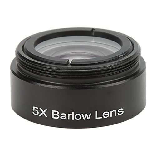 Akozon 5X Lente Barlow 1.25in Aleación de Aluminio Multicapa Oculares de Vidrio óptico Lente de Aumento de Microscopio Estéreo con Rosca M28.6 para Observación Astronómica