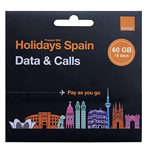 Orange - Tarjeta SIM Prepago Holidays Spain | 60 GB en España | 20 GB de Europa | Activación Solo Online | Número Móvil Español