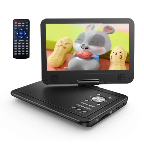 YOTON Reproductor de DVD portátil de 12,5' con Pantalla giratoria HD de 10,5' para el Coche, con Cargador de Coche, batería integrada y USB/Tarjeta SD/Sync TV [BLU-Ray no Compatible]