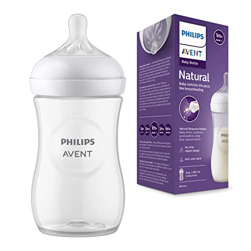 Philips Avent Biberón Natural Response: biberón para bebés recién nacidos de 260 ml, sin BPA, a partir de 1 mes (modelo SCY903/01)