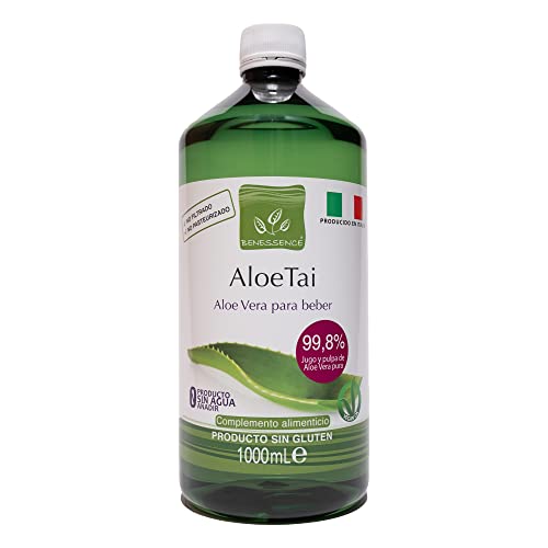 Benessence - Jugo y pulpa de Aloe Vera Líquido para beber, sin pasteurizar y sin filtrar, Salud digestiva - 1L