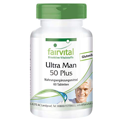 Ultra Man 50 Plus - Multivitamínico PARA HOMBRES - Dosis elevada - más de 50 ingredientes - 60 Comprimidos - Calidad Alemana