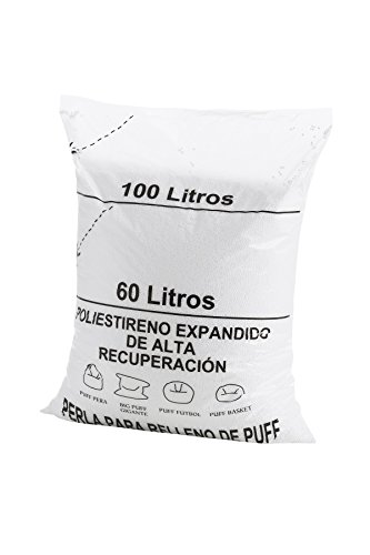 Textilhome - Relleno para Puff de Bolas (Perlas) 100 litros - Poliestireno de Alta recuperación y Gran Volumen.