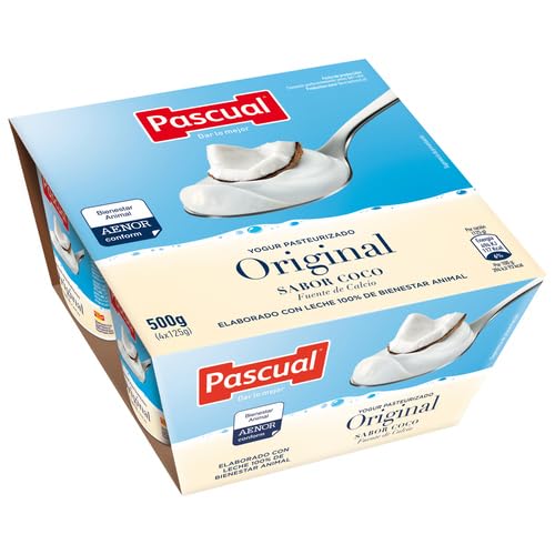 Yogur pasteurizado PASCUAL 4 x 125 g. Varios Sabores (REFRIGERADO) (PACK DE 4) (COCO)