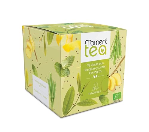 Nestlé Moment Tea- Té Verde Jengibre y Limón Ecológico estuche de 15 pirámides de 2g