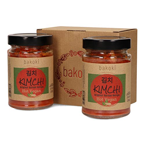 Bakoki Premium KIMCHI Hot VEGAN, Receta Coreana Original, sabor fuerte (2 x 300g)