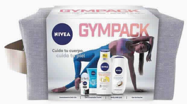 NIVEA Neceser Gimnasio Gympack, set para ella con desodorante roll on (1 x 50 ml), loción corporal (1 x 400 ml), limpiador facial (1 x 150 ml) y gel de ducha (1 x 250 ml)