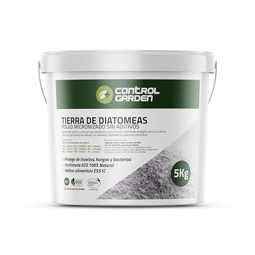 CONTROL GARDEN Tierra de Diatomeas Micronizada Sin Aditivos 5KG | Fertilizante 100% Ecológico No Calcinado | Aditivo Alimenticio E-551C para Piensos Animales | Fabricado en España