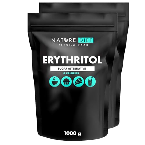 Nature Diet - Eritritol 2 x 1000 g | Edulcorante natural | Cero calorías | Reemplazo de azúcar | Sustituto de azúcar