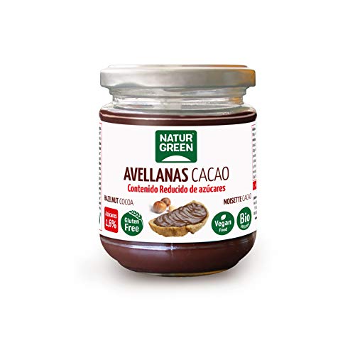 NaturGreen – Crema de Avellanas Cacao, Crema Untable 100% Ecológica, Bajo Contenido en Azúcares, Multicolor