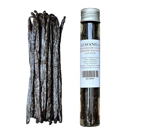 Vainas de vainilla Bourbon de Madagascar – 10 vainas de vainilla gourmet de 12 a 14 cm en tubo