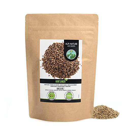 Semillas de cáñamo sin pelar (1kg), semillas de cáñamo 100% naturales sin aditivos, vegano