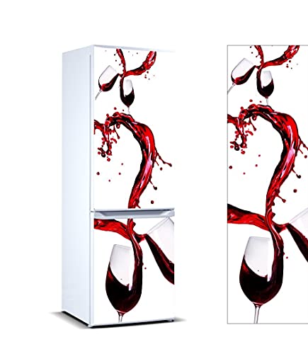 Pegatinas Vinilo para Frigorífico Copas Vino | Varias Medidas 185x70cm | Adhesivo Resistente y de Fácil Aplicación | Pegatina Adhesiva Decorativa de Diseño Elegante