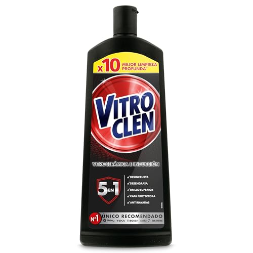 Vitroclen Limpiador de Vitrocerámica en crema, Acción protectora y desengrasante, 450 ml