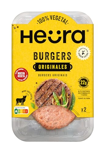 HEURA Ternera - Burgers Originales i Proteína Vegetal, Refrigerado, 227 Gramos