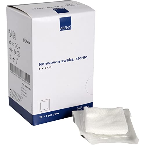 ABENA Gasas Estériles (5 x 5 cm) | compresas de Gasa no tejidas con 4 capas | para el Cuidado de Heridas Apósitos de uso médico (1 caja = 125 unidades)