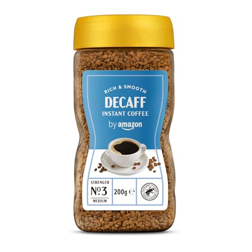 By Amazon Café soluble descafeinado Gold, 200g, paquete de 1, Certificado Rainforest Alliance