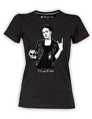 Camiseta de mujer – Frida Kahlo oficial estilo Rock Negro S