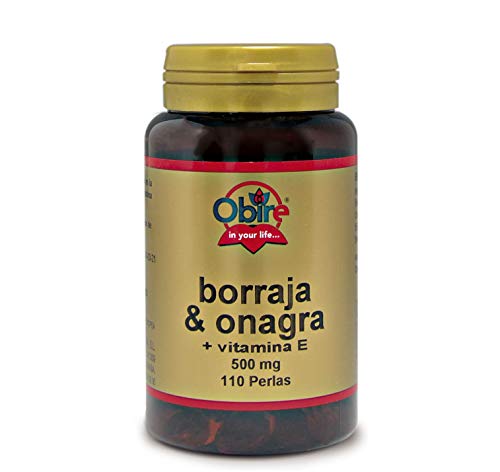 Obire | Aceite de Borraja y Onagra + Vitamina E 500 mg | 110 Perlas | Contribuye a Aliviar los Síntomas Menstruales | Antioxidante | Mejor tu Rendimiento Físico y Mental | Apoya Salud Hormonal