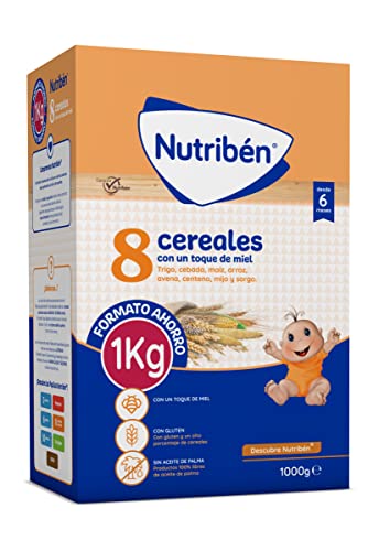 Nutribén Papilla 8 Cereales y Miel, Sin Aceite de Palma, Alimento para Bebés, desde los 6 Meses, 1000g