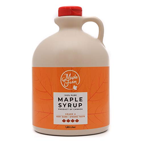 Jarabe de arce Grado A (Very dark, Strong taste) - 1,89 litros (2,5 Kg) - Miel de arce - Sirope de Arce - Original maple syrup