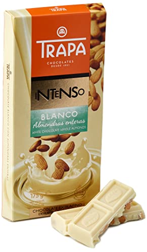 TRAPA - INTENSO. Tableta de Chocolate Blanco con Almendras Enteras.- 175 gr