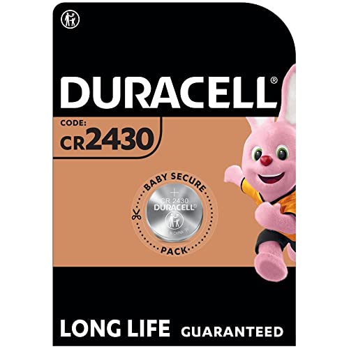 Duracell Pila especial de botón de litio 2430 de 3 V, paquete de 1 unidad DL2430/CR2430, diseñada para uso en llaves con sensor magnético, básculas, elementos vestibles y dispositivos médicos