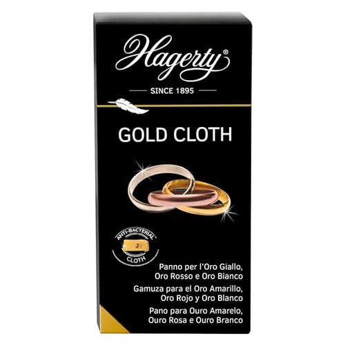 Hagerty Gold Cloth Paño de limpieza de oro 36 x 30 cm I Paño limpia oro de algodón impregnado en seco que renueva el brillo I Gamuza pulidora para oro amarillo, oro rosa, oro rojo u oro blanco