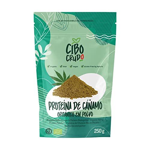 Proteina de Cañamo Cruda En Polvo Orgánica - 250g. Source de Protéines Végétales Complètes et Riche en Fibre. Organic Hemp Protein Powder.