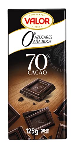 Chocolates Valor Chocolate Negro 70% sin Azúcar, 125g