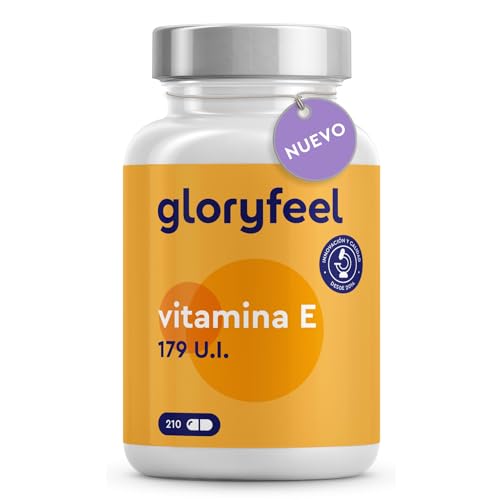 Vitamina E 179 U.I. - 210 Cápsulas para 3 meses - Potente Antioxidante de D-α-tocoferol (la forma más bioactiva de Vitamina E) - Protege las celulas del estres oxidativo*