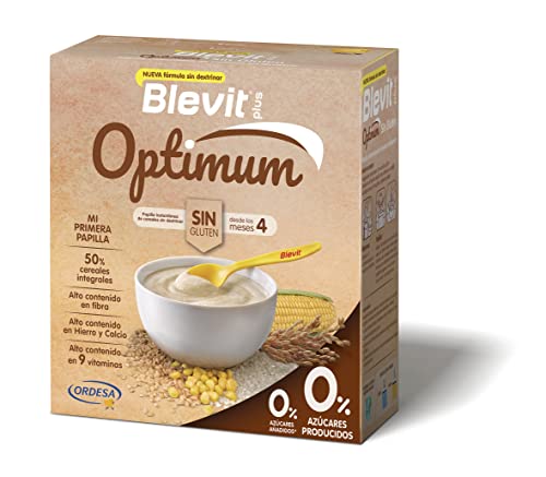 Blevit Plus Optimum Sin Gluten, Papilla para Bebé con 50% Cereales Integrales, Desde los 4 Meses, 400 g